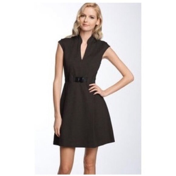 Trina Turk Women's Grey Millionaire Ponte Knit Belted Dress - Small - Picture 1 of 13